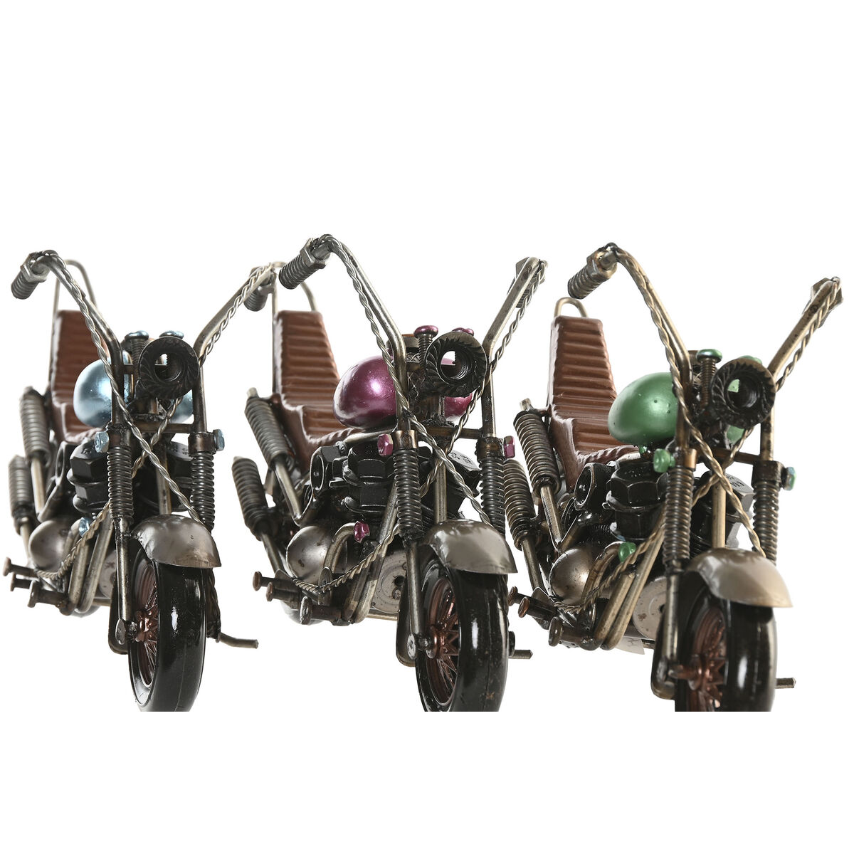 Figură Decorativă Home ESPRIT Albastru Verde Liliachiu Motocicletă Vintage 23 x 8 x 11 cm (3 Unități)