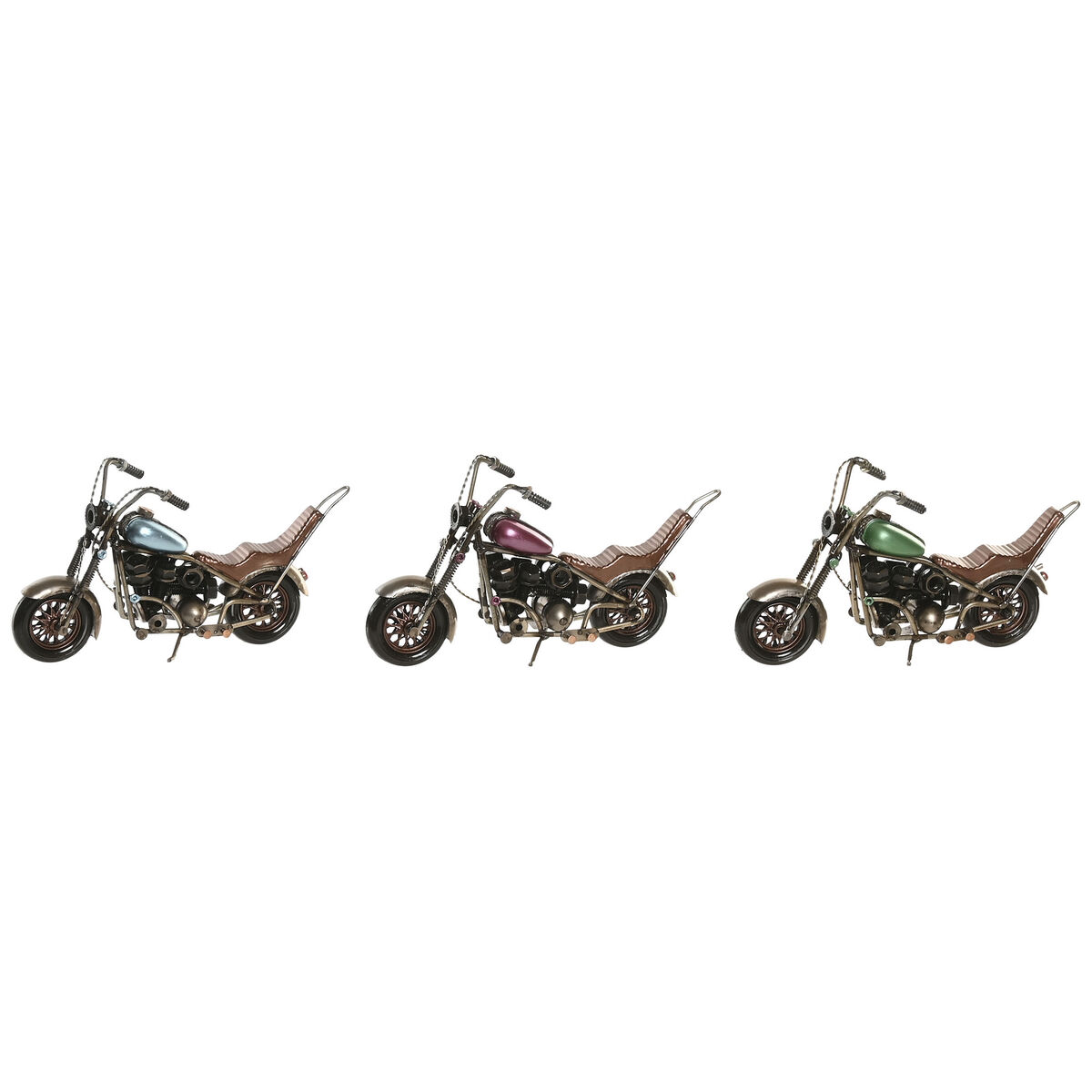 Figură Decorativă Home ESPRIT Albastru Verde Liliachiu Motocicletă Vintage 23 x 8 x 11 cm (3 Unități)