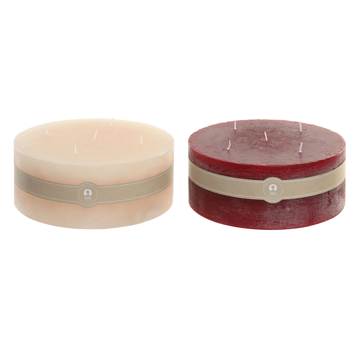 Lumânare Home ESPRIT Roșu Crem Crăciun 25 x 25 x 10 cm (2 Unități)