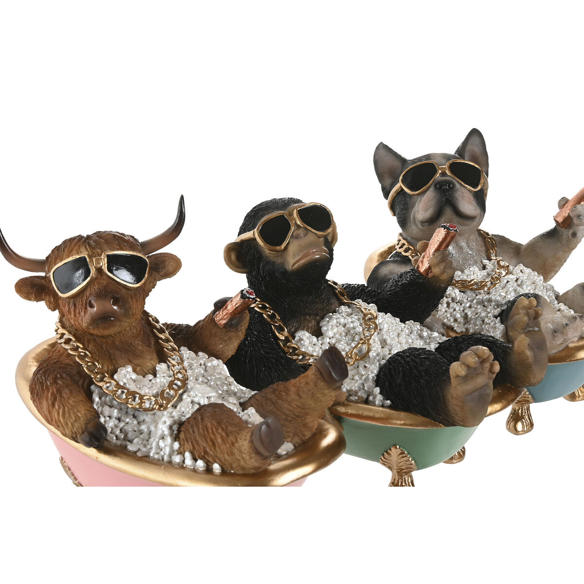 Figură Decorativă Home ESPRIT Negru Multicolor 20 X 14,5 X 15,5 CM (3 Unități)