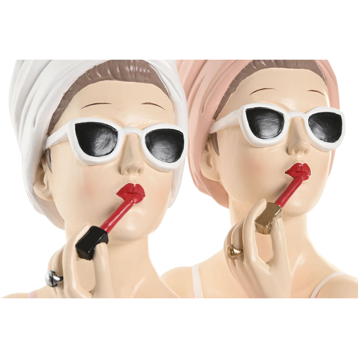 Figură Decorativă Home ESPRIT Alb Roz Femeie 15,5 X 15 X 27 CM (2 Unități)