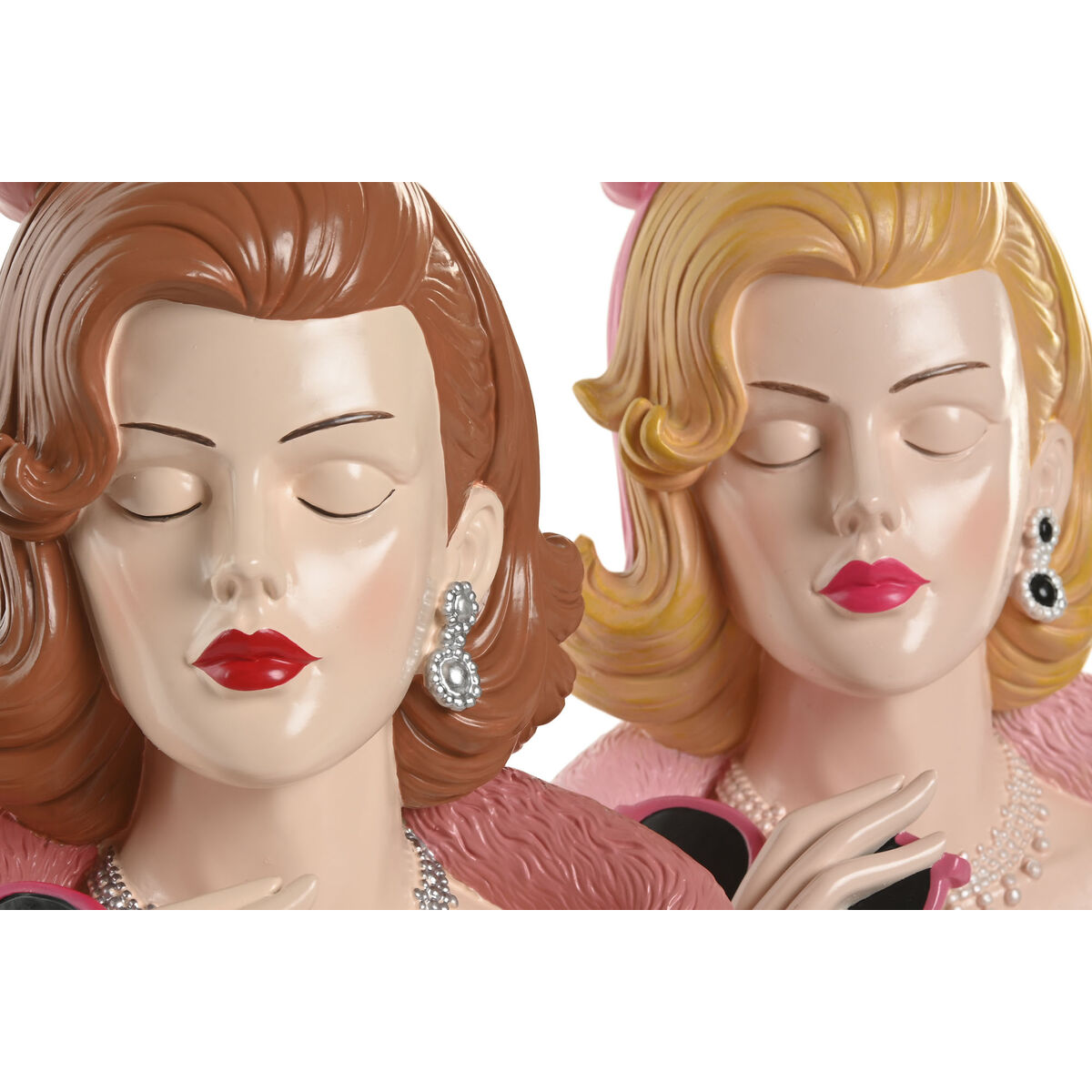 Figură Decorativă Home ESPRIT Galben Maro Roz Femeie 21,5 X 17,5 X 29 CM (2 Unități)