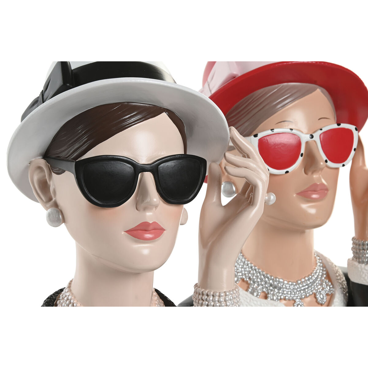 Figură Decorativă Home ESPRIT Negru Roșu Femeie 17,5 X 14 X 27 CM (2 Unități)