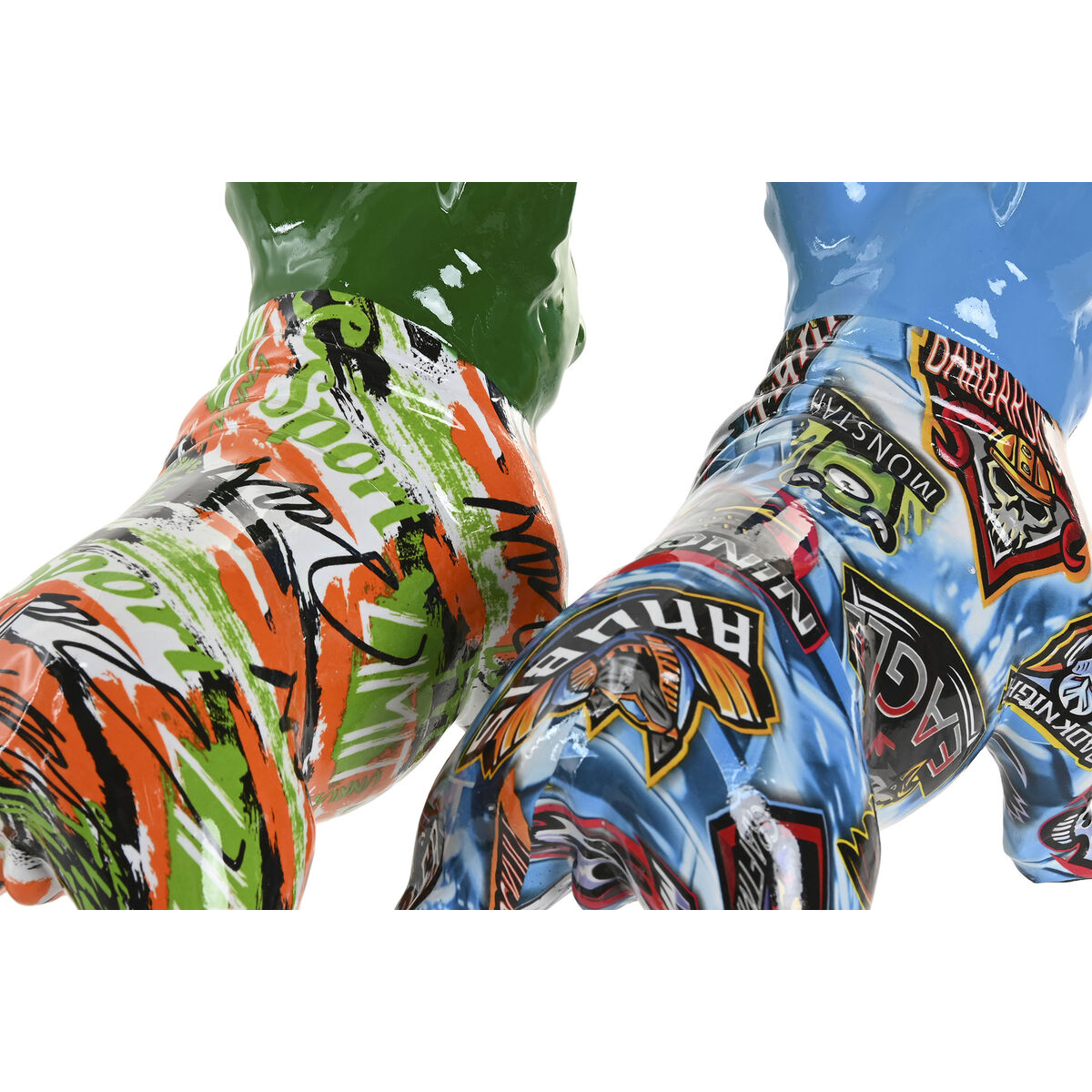 Figură Decorativă Home ESPRIT Albastru Verde Multicolor Câine (2 Unități)