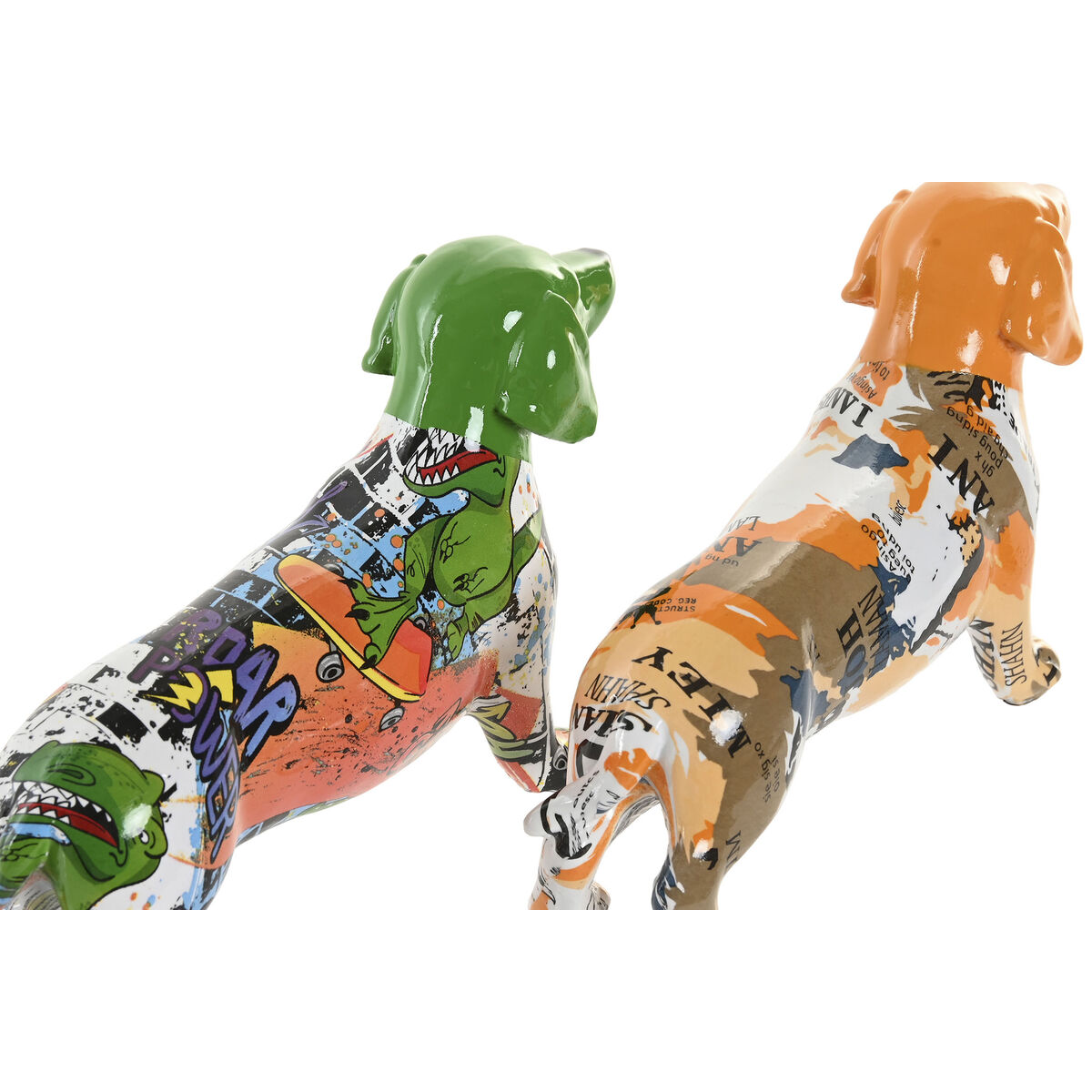 Figură Decorativă Home ESPRIT Galben Verde Multicolor Câine 20 X 6 X 11,5 CM (2 Unități)