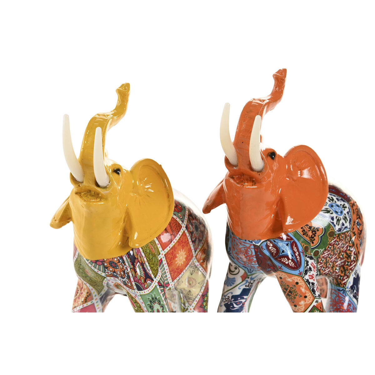 Figură Decorativă Home ESPRIT Galben Multicolor Portocaliu Elefant 16 x 7 x 17 cm (2 Unități)