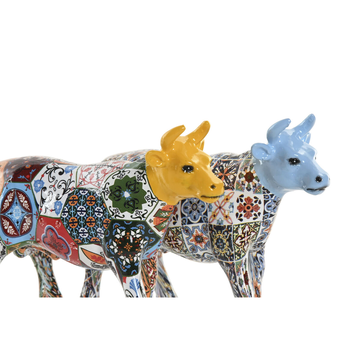 Figură Decorativă Home ESPRIT Galben Albastru Multicolor Taur 16 x 6 x 12 cm (2 Unități)