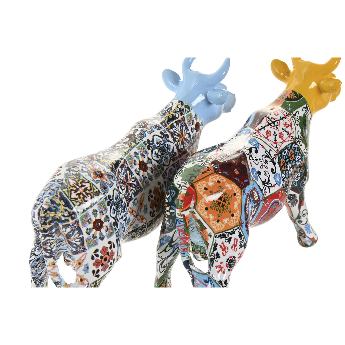 Figură Decorativă Home ESPRIT Galben Albastru Multicolor Taur 16 x 6 x 12 cm (2 Unități)