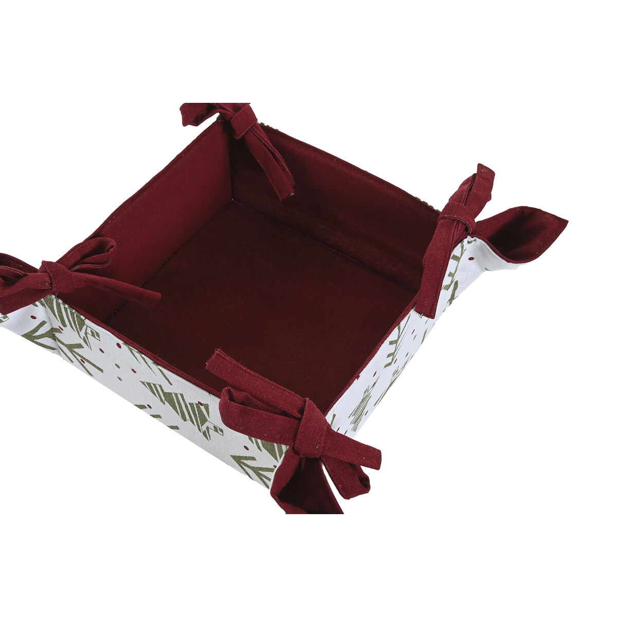 Coș Decorativ Home ESPRIT Alb Roșu Verde Bej Copac Crăciun 30 x 30 x 8 cm