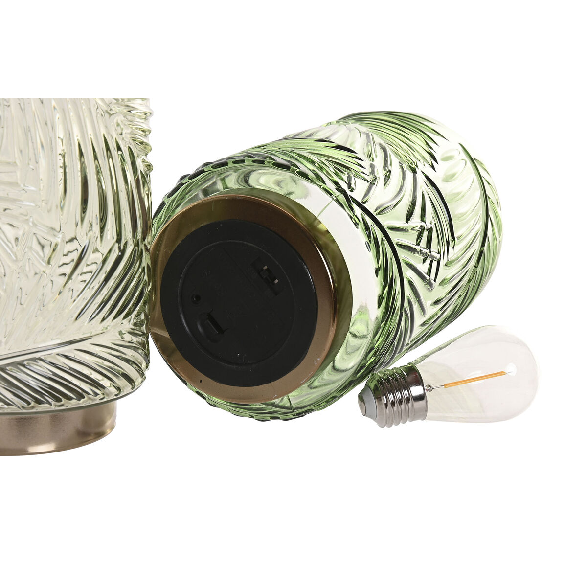 Decorare ușoară Home ESPRIT Metal Geam Tropical 12 x 12 x 20 cm (2 Unități)