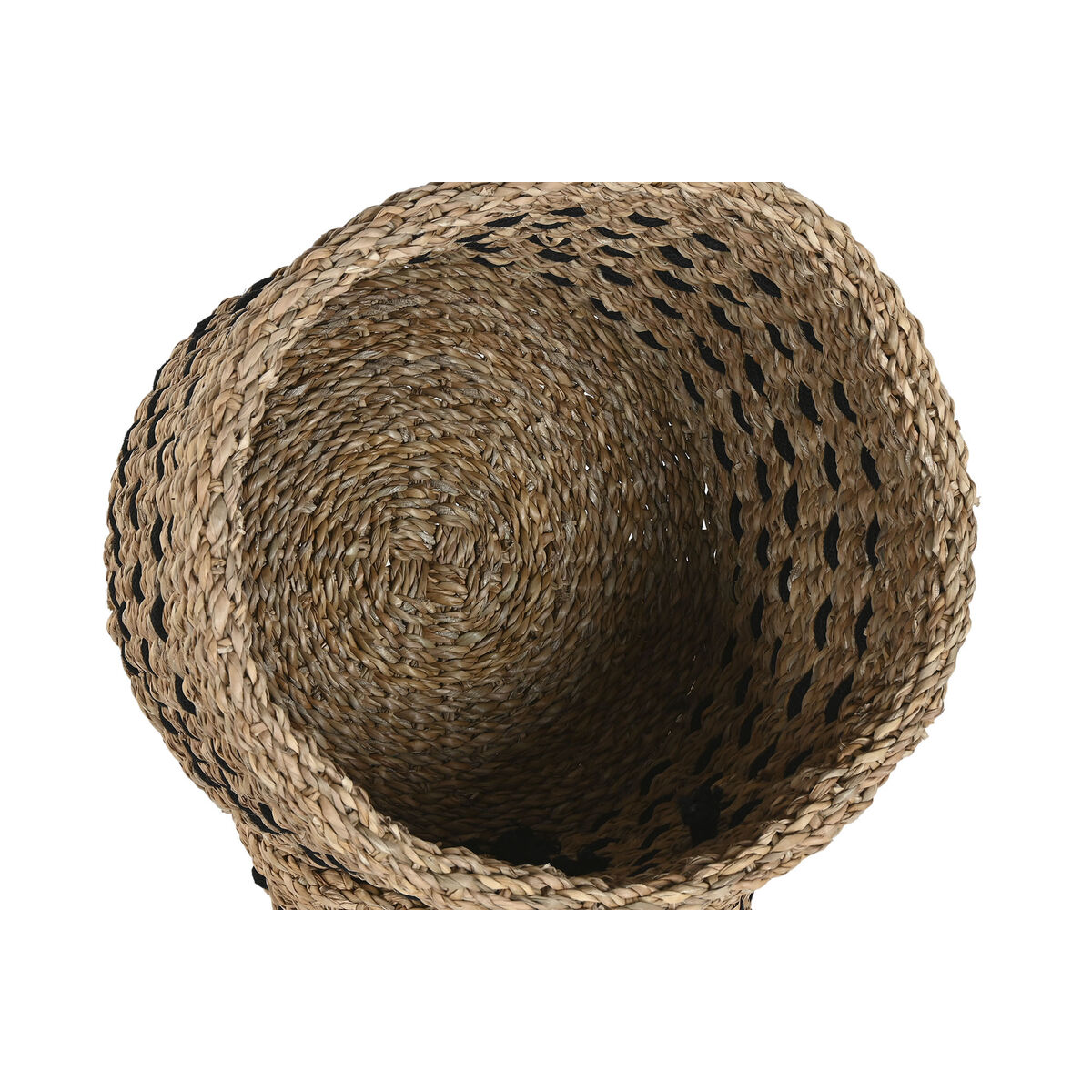 Coș Decorativ Home ESPRIT Negru Natural Iută Iarbă de mare (3 Piese)