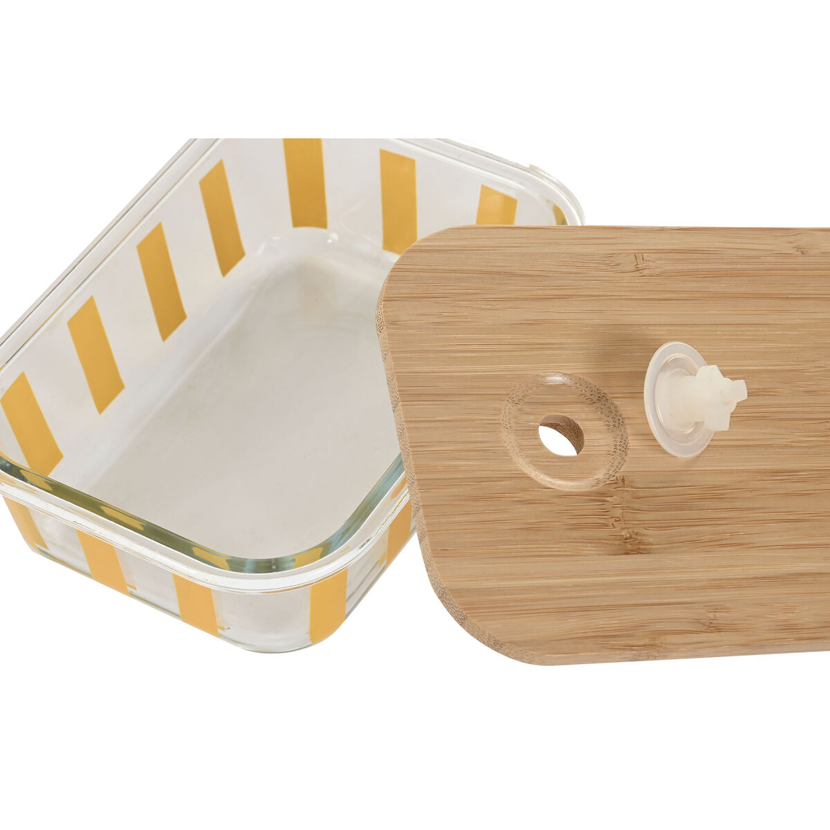 Cutie pentru Prânz Home ESPRIT Galben Verde Coral Geam Sticlă borosilicată Dungi Modern 1 L 660 ml