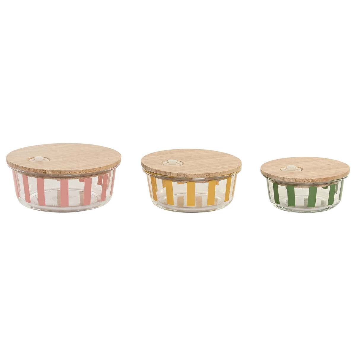 Cutie pentru Prânz Home ESPRIT Galben Verde Coral Geam Sticlă borosilicată Dungi Modern 900 ml