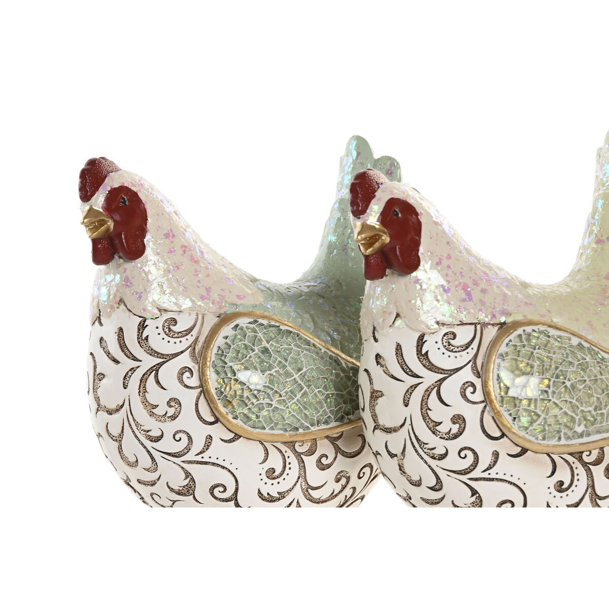 Figură Decorativă Home ESPRIT Verde Găină (2 Unități)