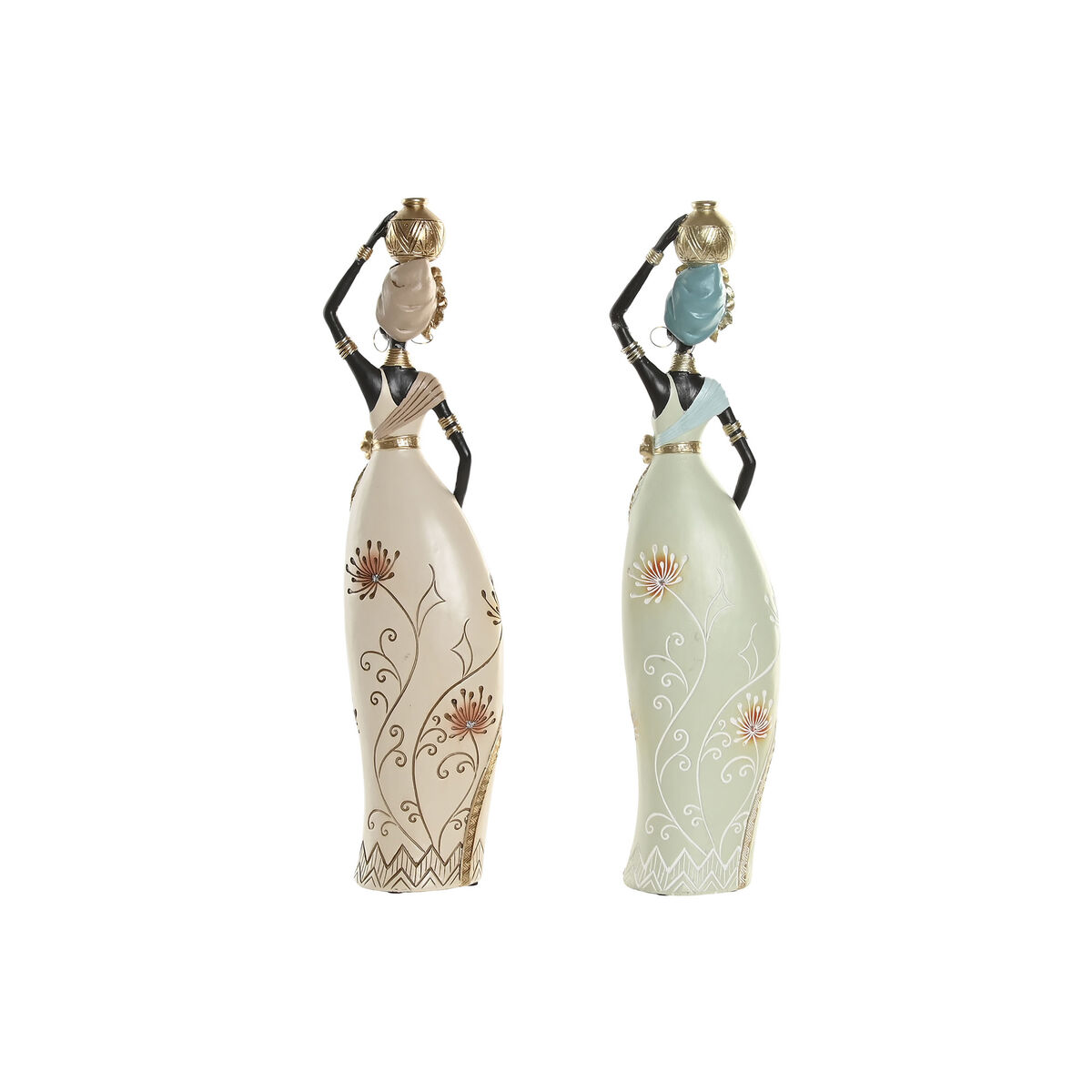 Figură Decorativă Home ESPRIT Verde Bej Africană (2 Unități)