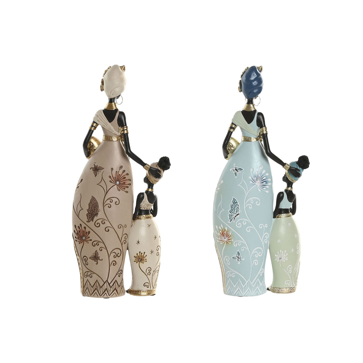 Figură Decorativă Home ESPRIT Verde Bej Africană (2 Unități)