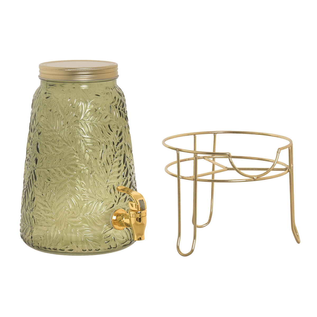 Dozator de băuturi Home ESPRIT Verde Auriu* Metal Geam polistiren 3,3 L 19,3 X 19,3 X 36 CM