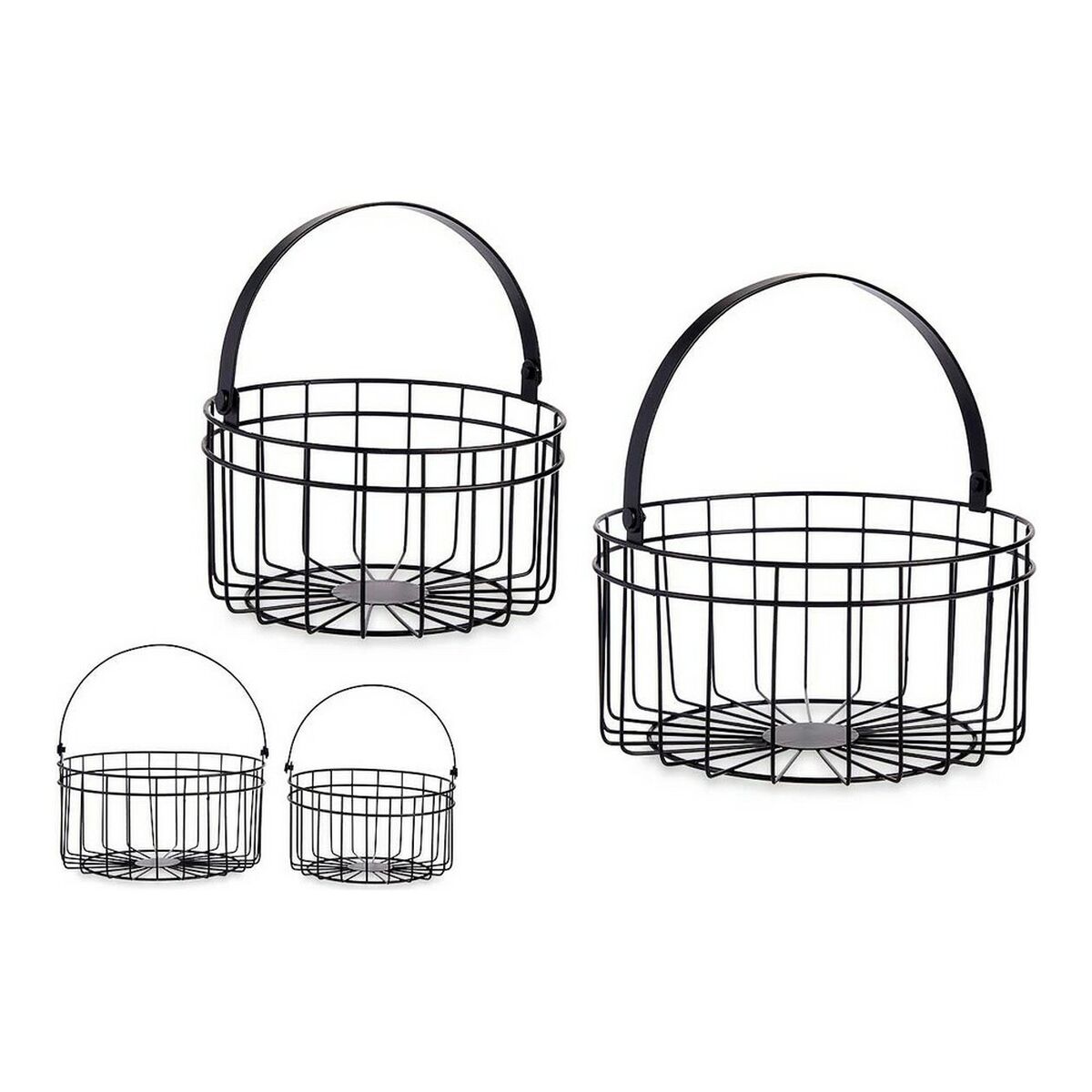Set de Coșuri Gift Decor Negru Metal