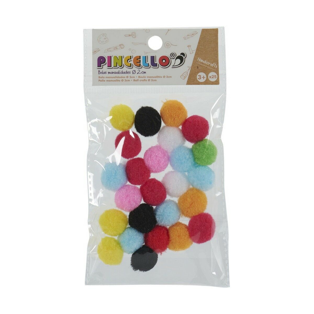 Materiale pentru artizanat Pincello Mingi Multicolor Ø 2 cm 12 Unități