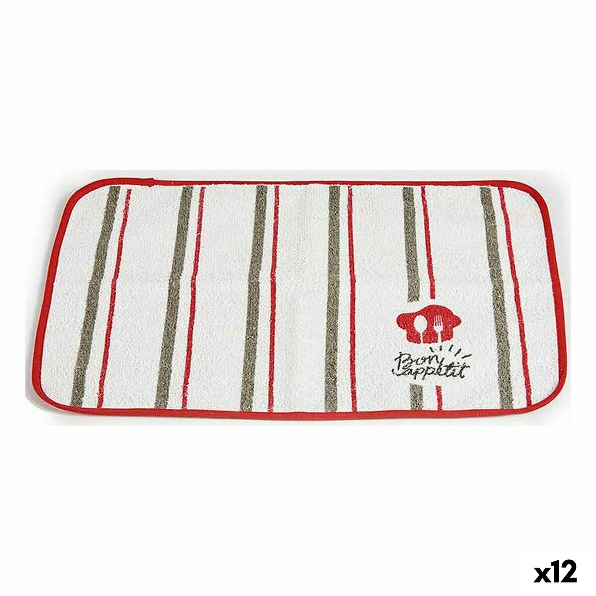 Suport Protecție pentru Masă Kinvara Bon Appetit Alb Roșu 33 x 0,3 x 48 cm (12 Unități)