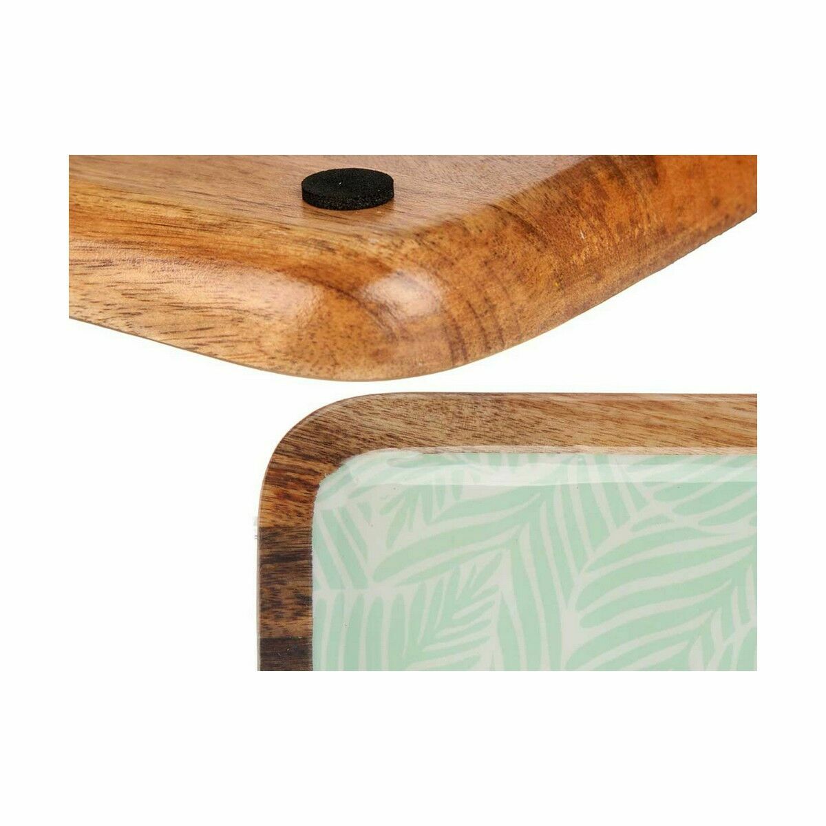 Decorațiune pentru Centrul Mesei Gift Decor Alb Maro Verde Poliester Rășină Lemn de mango 25 x 25 cm 25,4 x 2,54 x 25,4 cm Frunz