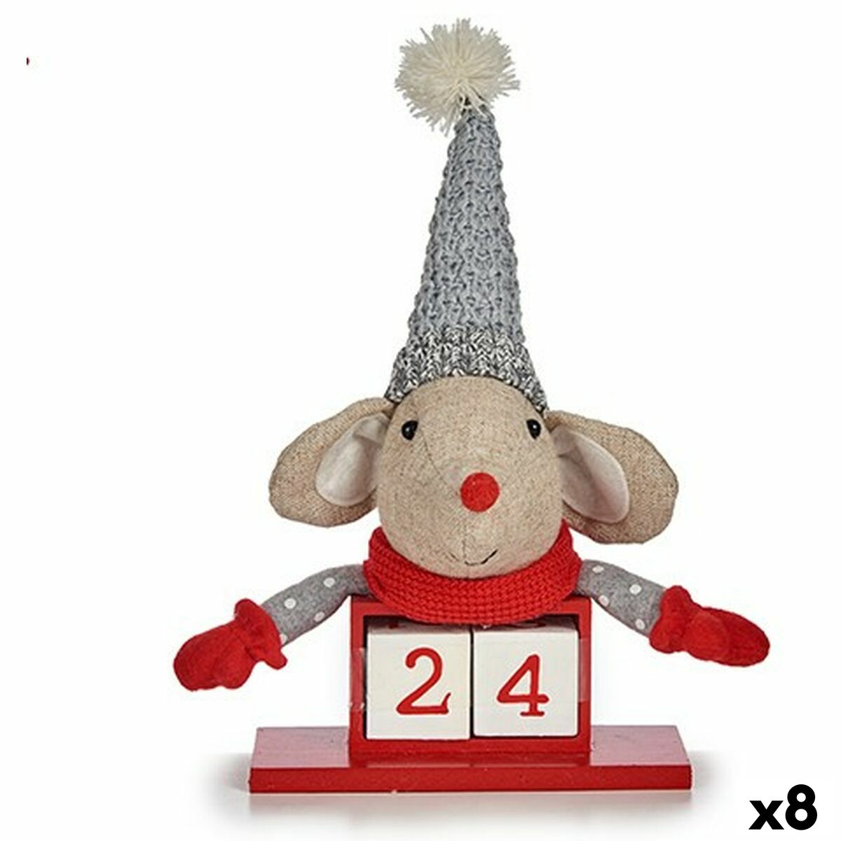 Ornament de Crăciun Krist+ Alb Roșu Gri Crem Mouse 20 x 11 x 20 cm Calendar (8 Unități)