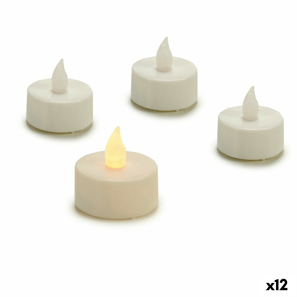 Set de Lumânări Gift Decor Alb 4 x 4 x 3,7 cm 13,5 x 17 x 4 cm LED (12 Unități)