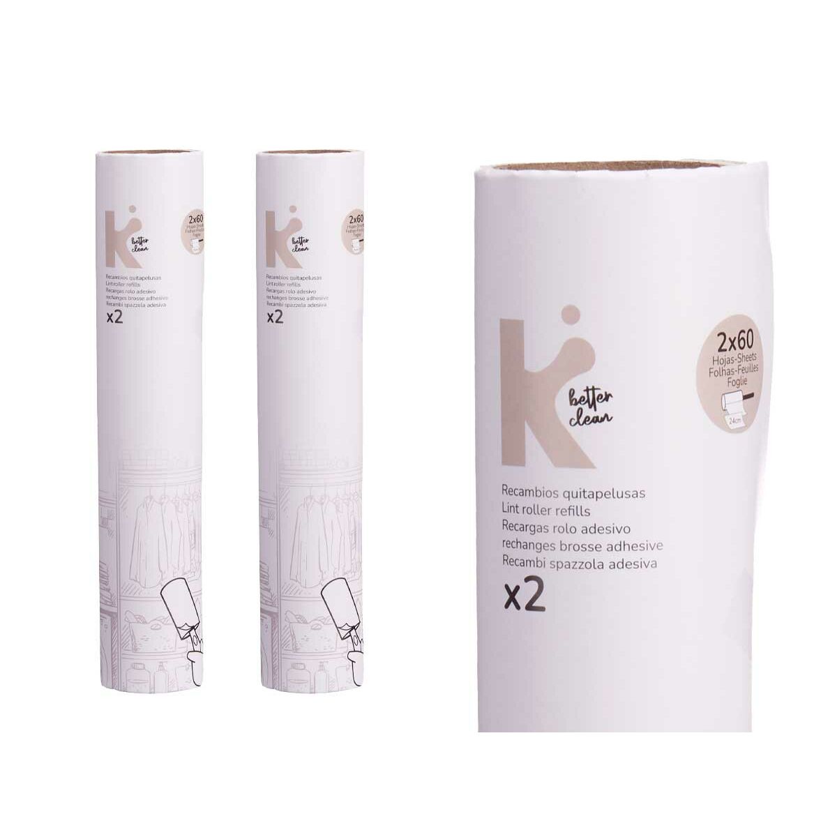 Perie de Îndepărtat Scame Alb 24 x 19 cm 14 x 31 x 4,5 cm Rezervă (12 Unități)