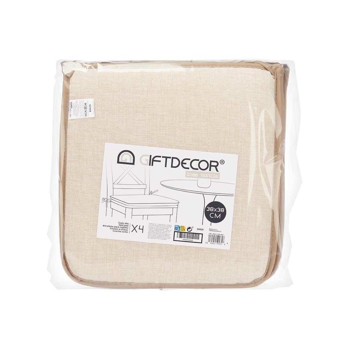 Pernă de scaun Gift Decor 38 x 2,5 x 38 cm (4 Unități)