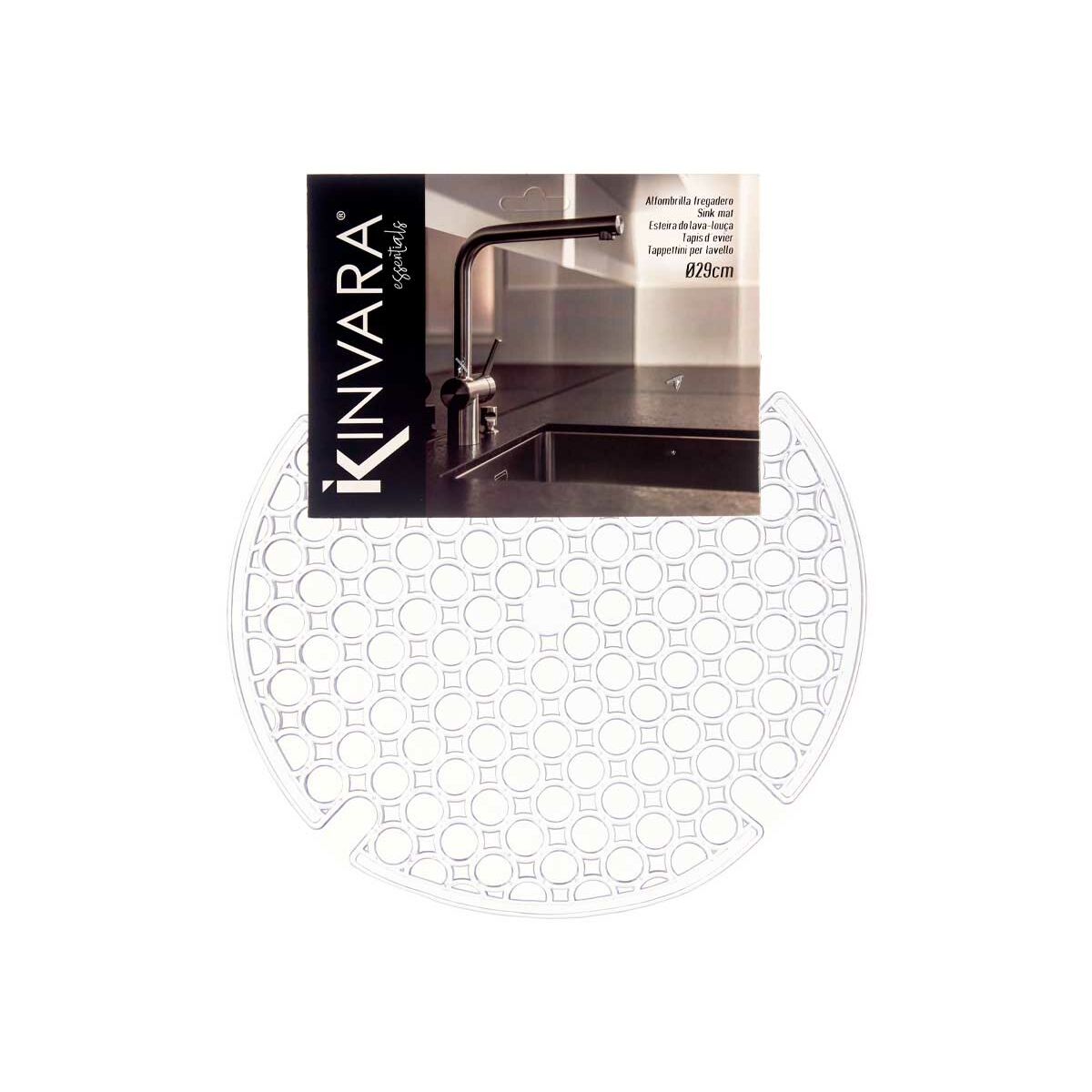 Covoraș antiderapant Kinvara Transparent Plastic 29 x 0,1 x 29 cm Chiuvetă (12 Unități)