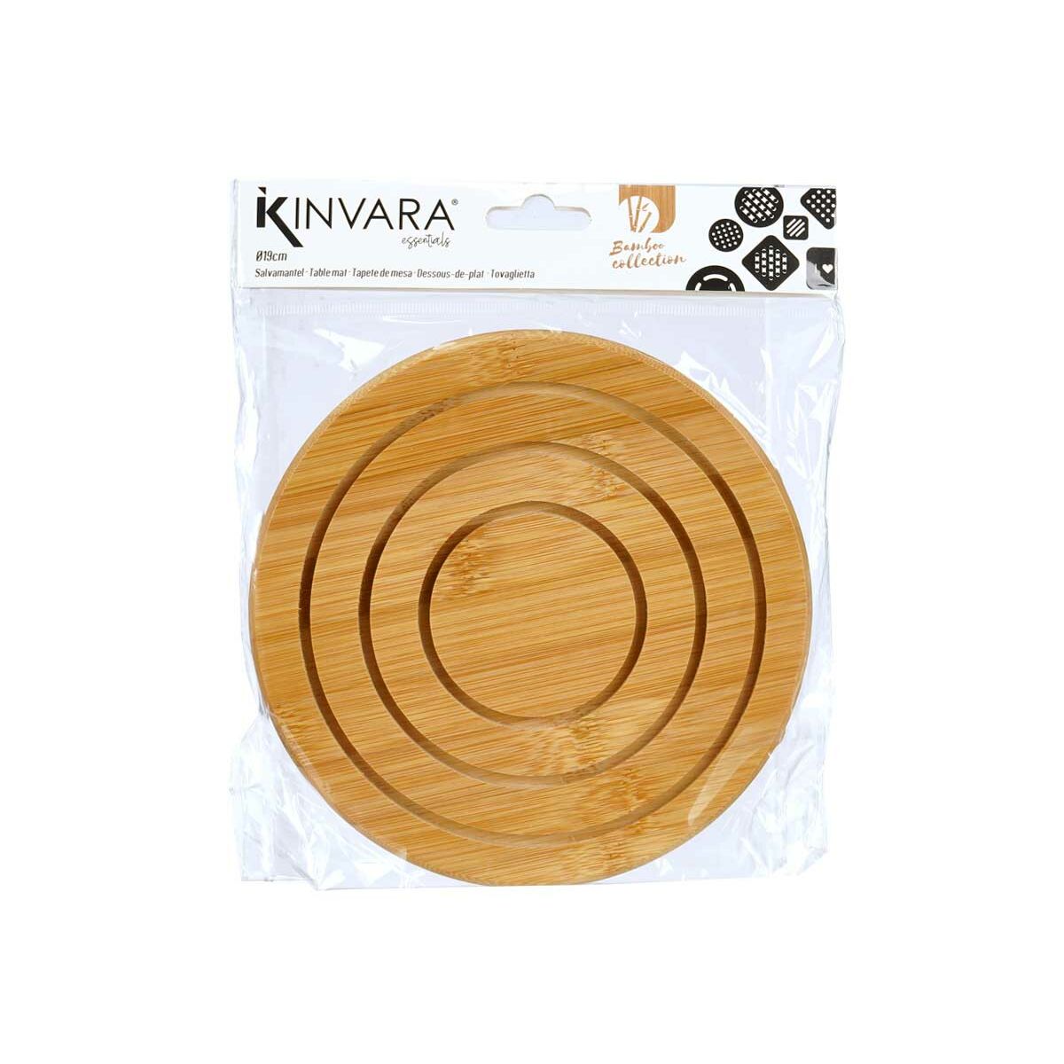 Suport Protecție pentru Masă Kinvara Natural Bambus Rotund 19 x 1 x 19 cm (24 Unități)