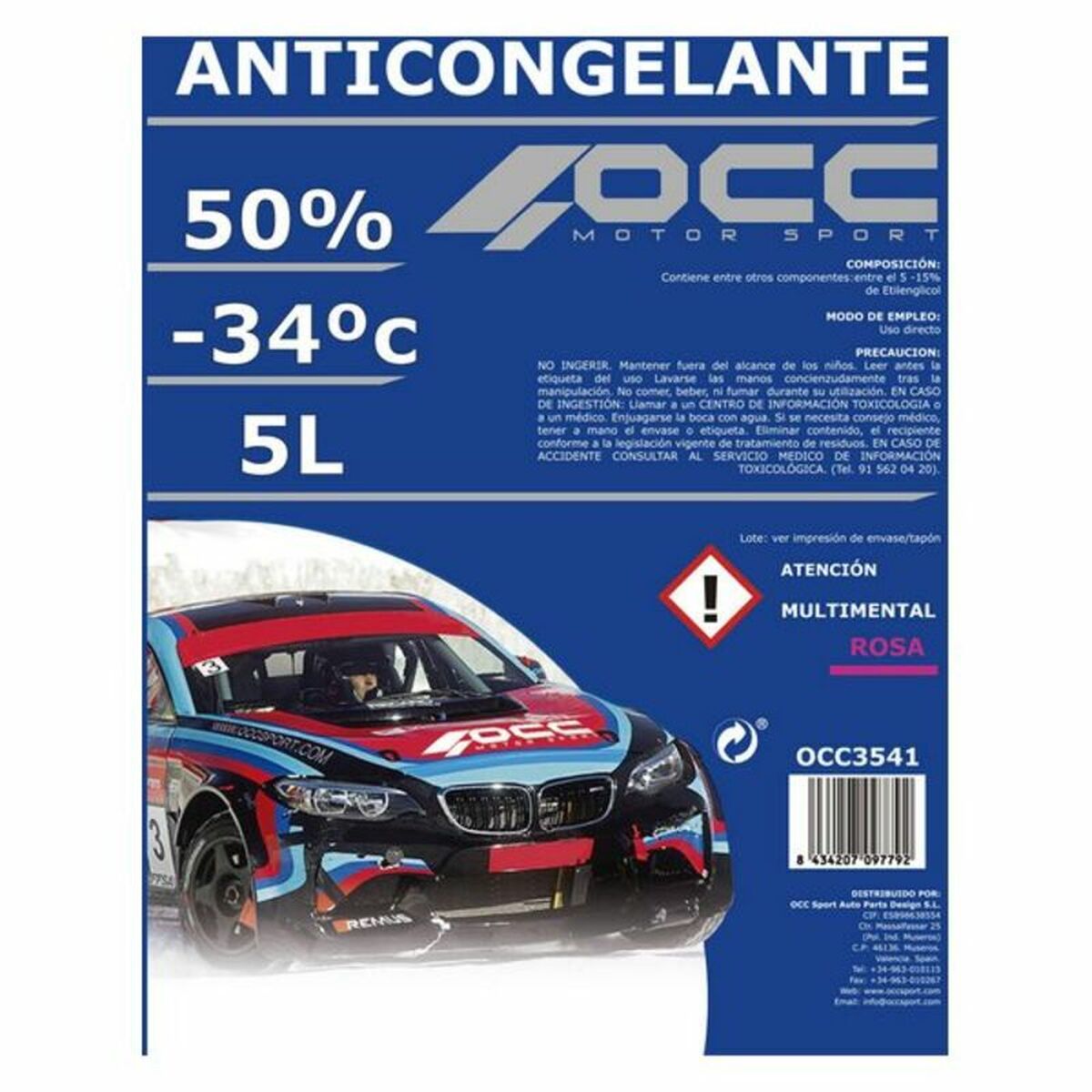 Antigel OCC Motorsport 50% Organic Roz (5 L)