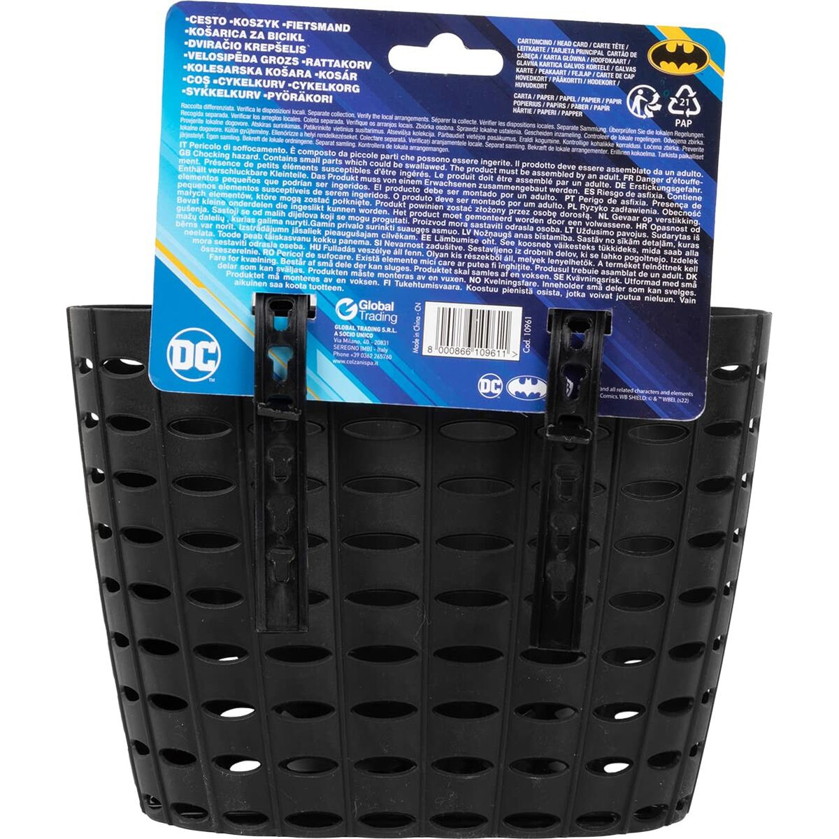 Coș de bicicletă pentru copii Batman CZ10961 Negru/Galben