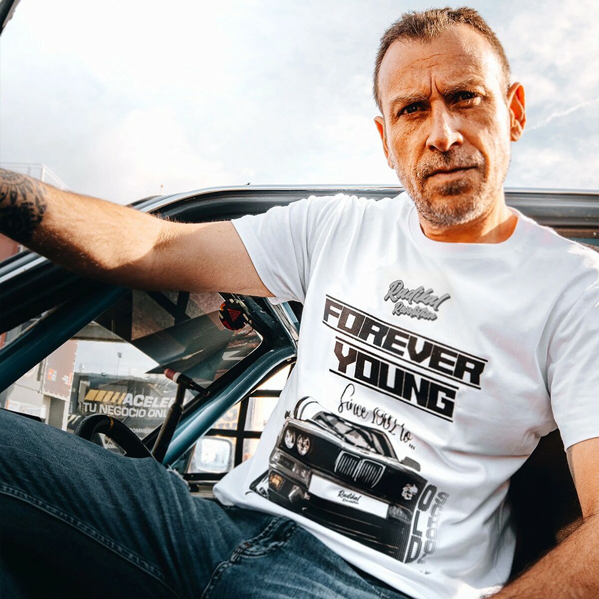 Tricou cu Mânecă Scurtă Bărbați RADIKAL FOREVER YOUNG Alb L