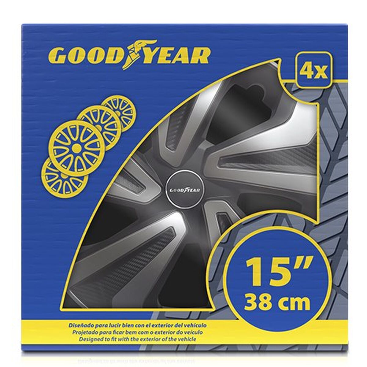 Capac de roată Goodyear GOD9085 Negru Bicolor Argintiu 15" (4 Unități)