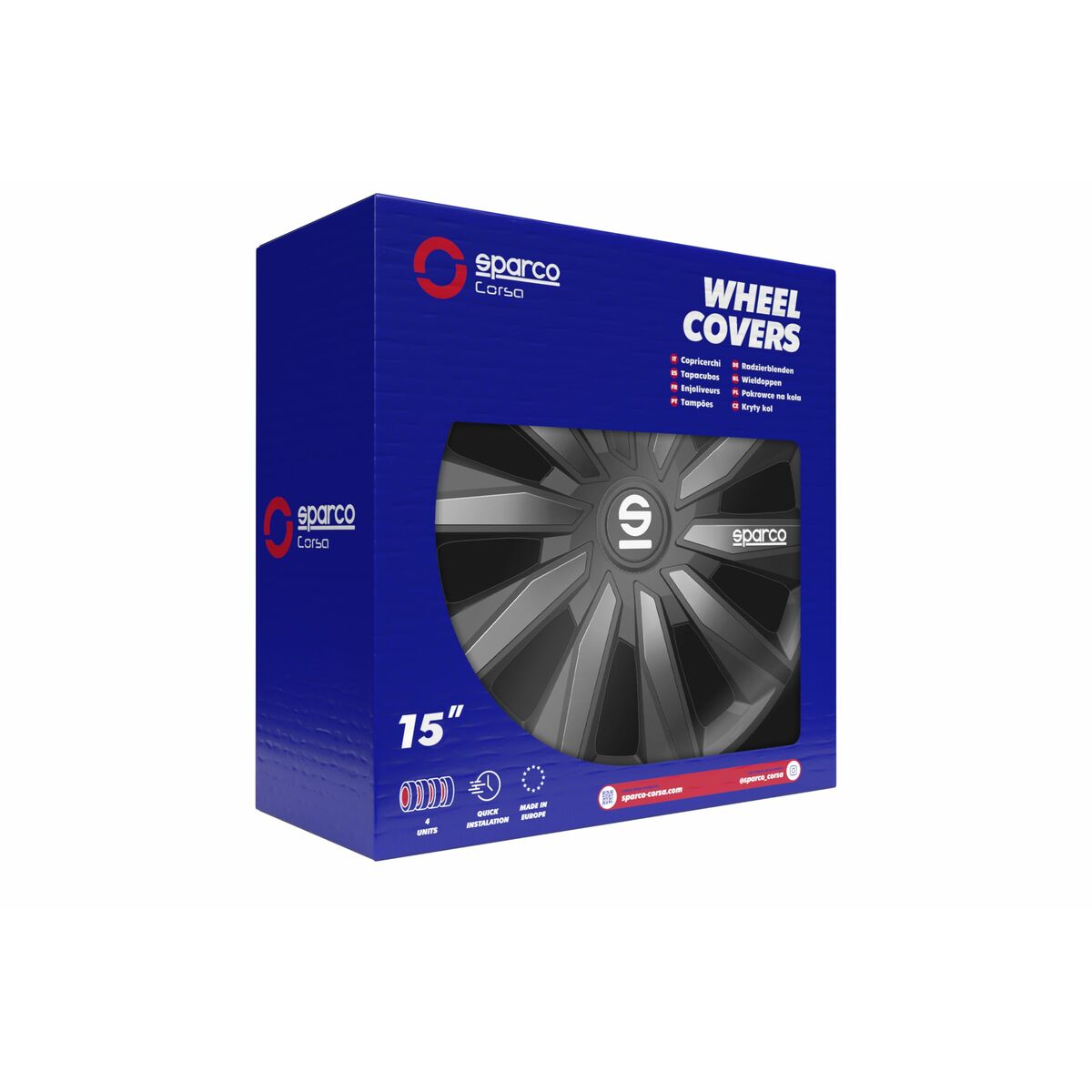 Capac de roată Sparco Milano Negru/Gri 15" 4 Unități