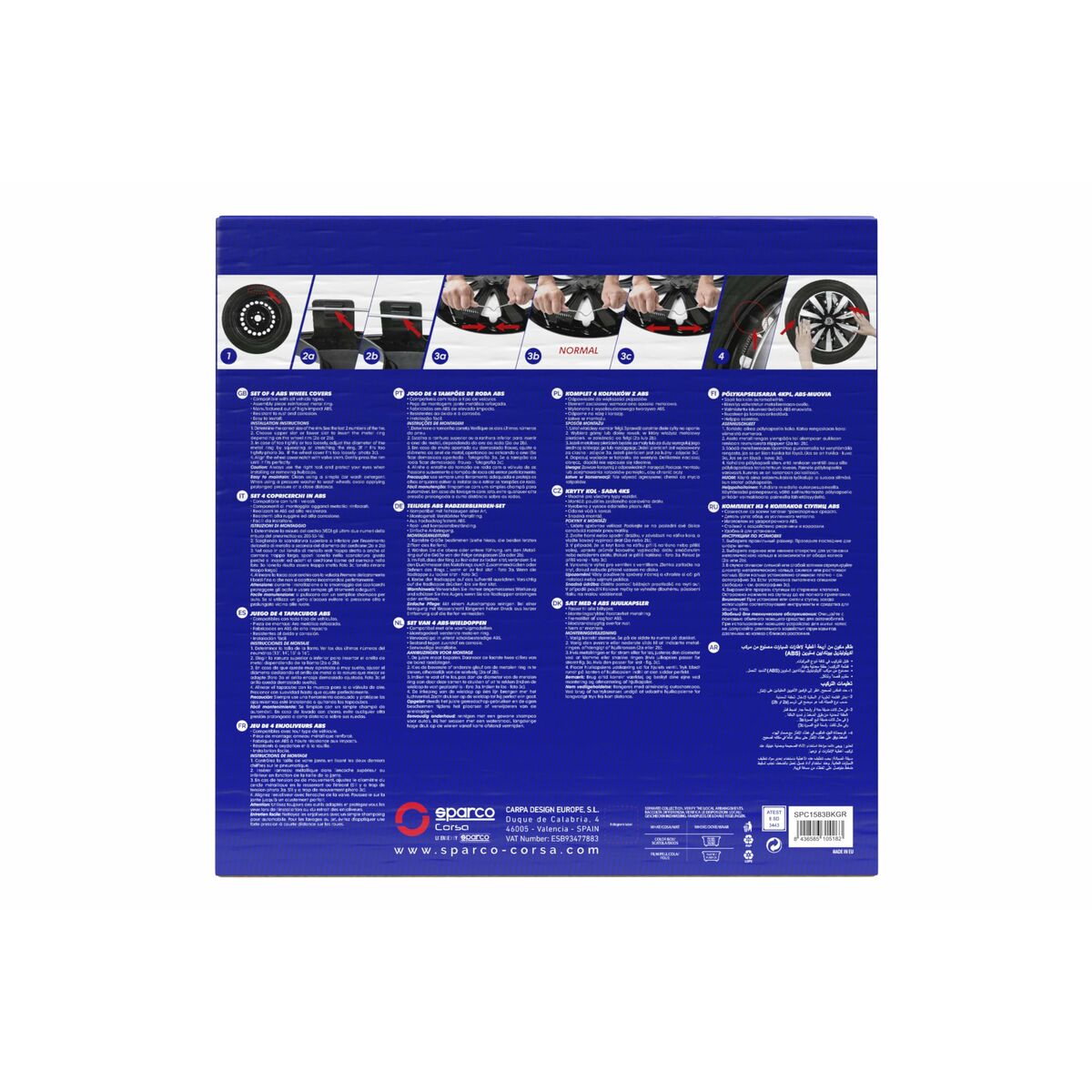 Capac de roată Sparco Milano Negru/Gri 15" 4 Unități