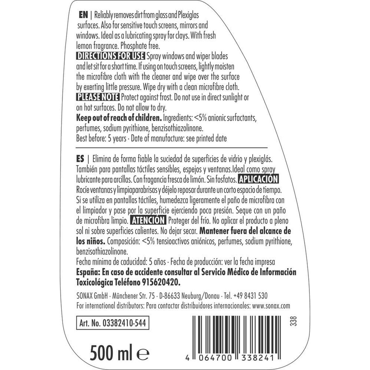 Soluție de Curățat Geamuri cu Pulverizator Sonax SX03382410 500 ml