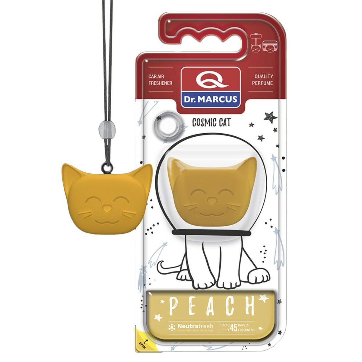 Odorizant pentru Mașină Dr Marcus Cosmic Cat Piersică Plastic Pandantiv
