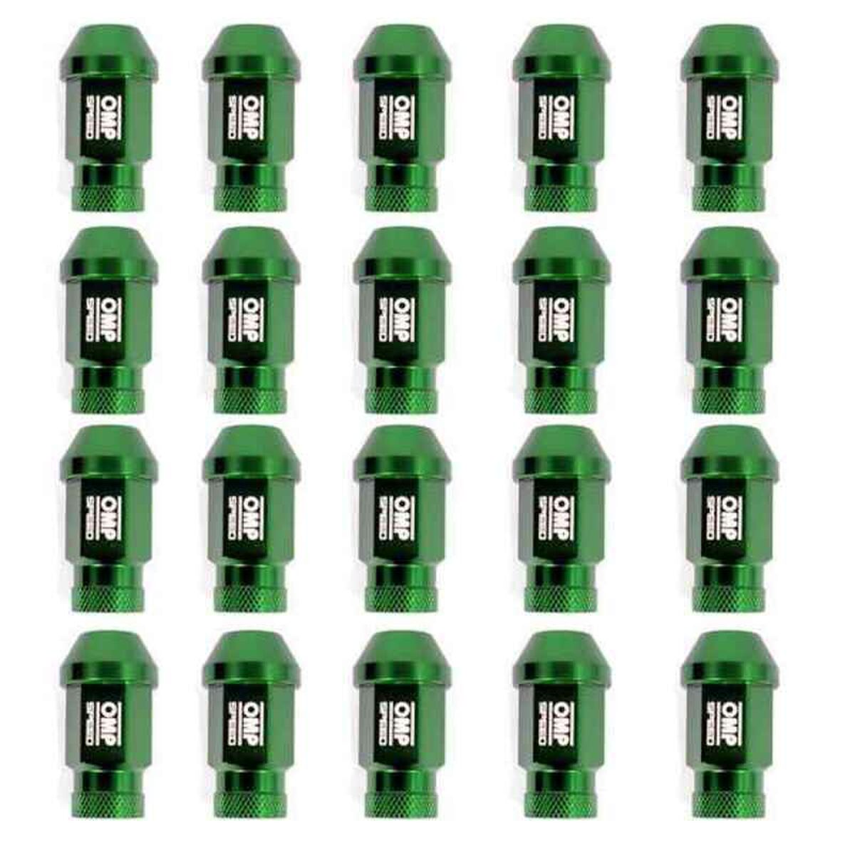 Set Piulițe OMP 7075 40 mm M12 x 1,25 20 uds Verde
