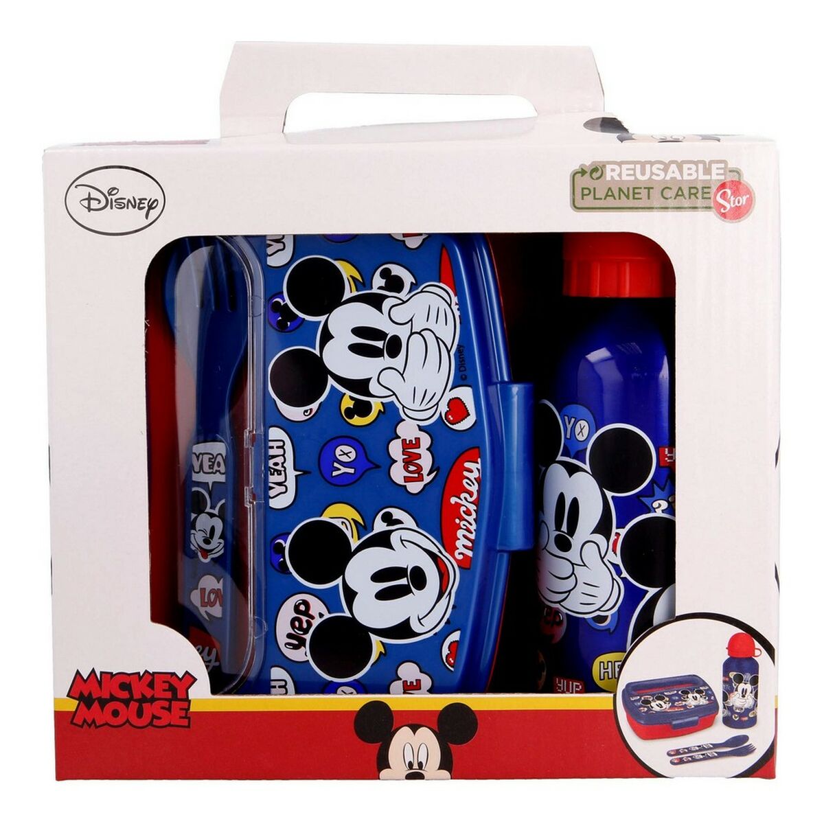 Set de Menaj pentru Copii Mickey Mouse Happy smiles 21 x 18 x 7 cm Roșu Albastru