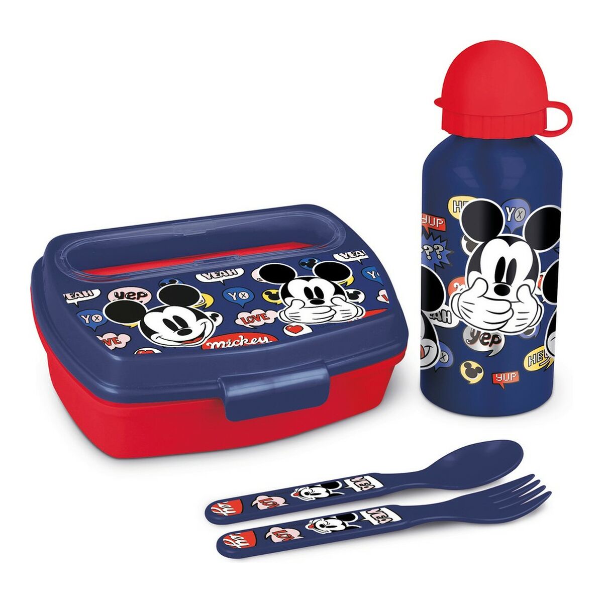 Set de Menaj pentru Copii Mickey Mouse Happy smiles 21 x 18 x 7 cm Roșu Albastru