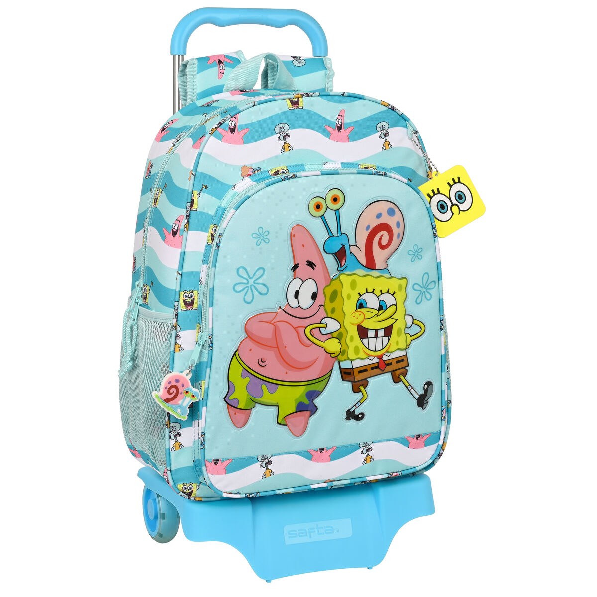 Ghiozdan cu Roți Spongebob Stay positive Albastru Alb (33 x 42 x 14 cm)