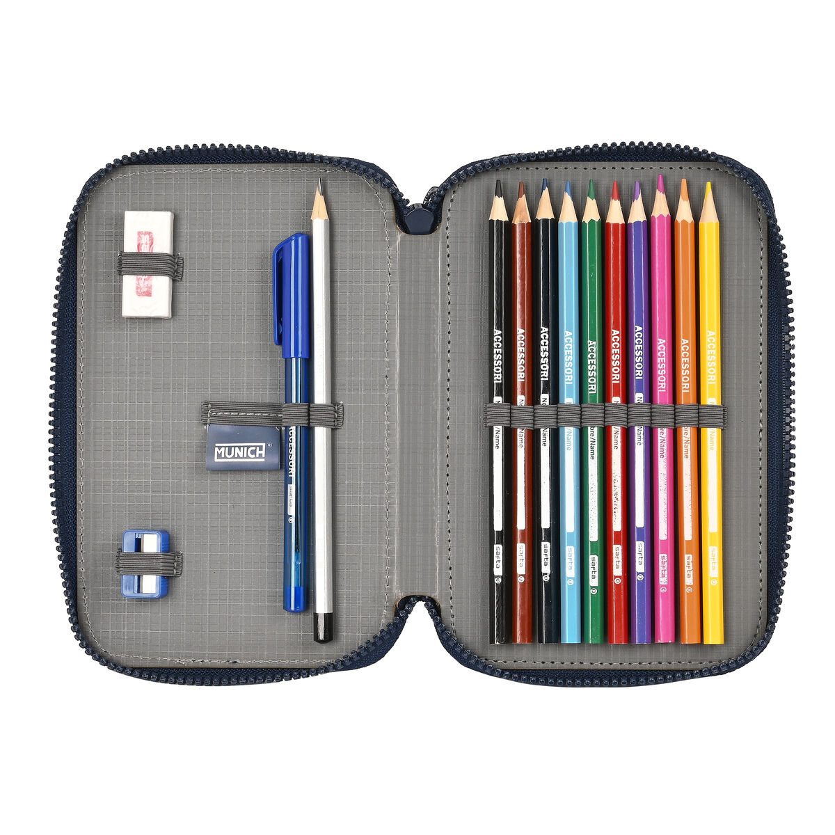 Creion dublu Munich Flash Bleumarin 12.5 x 19.5 x 4 cm (28 Piese)