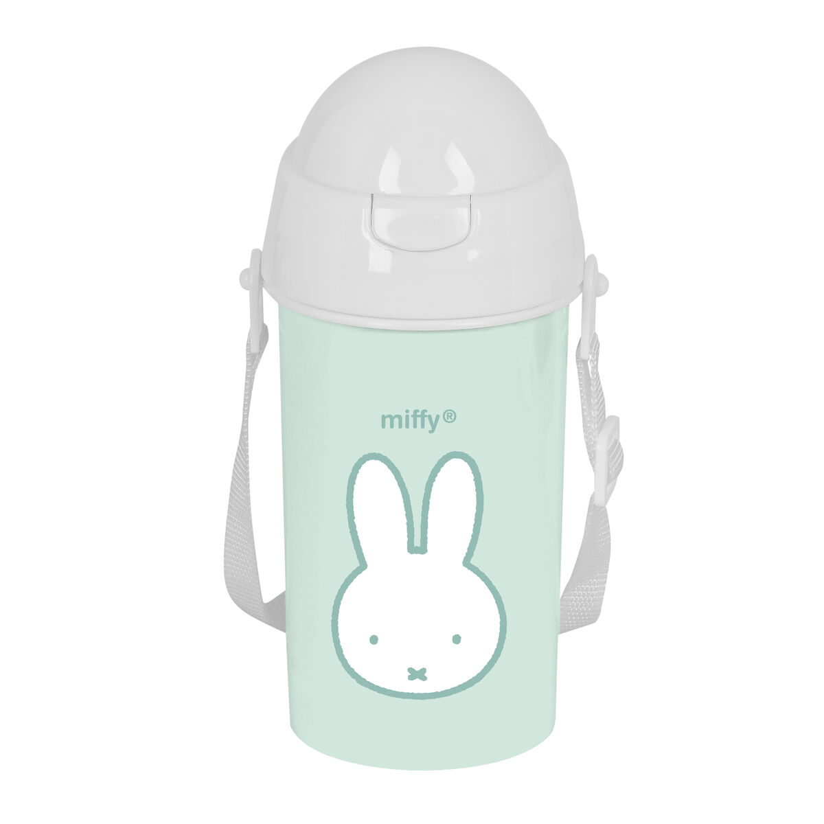 Sticlă cu Capac și Pai Miffy Menta Mentă PVC 500 ml