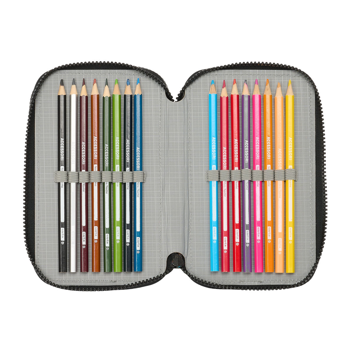 Penar Triplu Teenage Mutant Ninja Turtles Negru Gri 12,5 x 19,5 x 5,5 cm 36 Piese