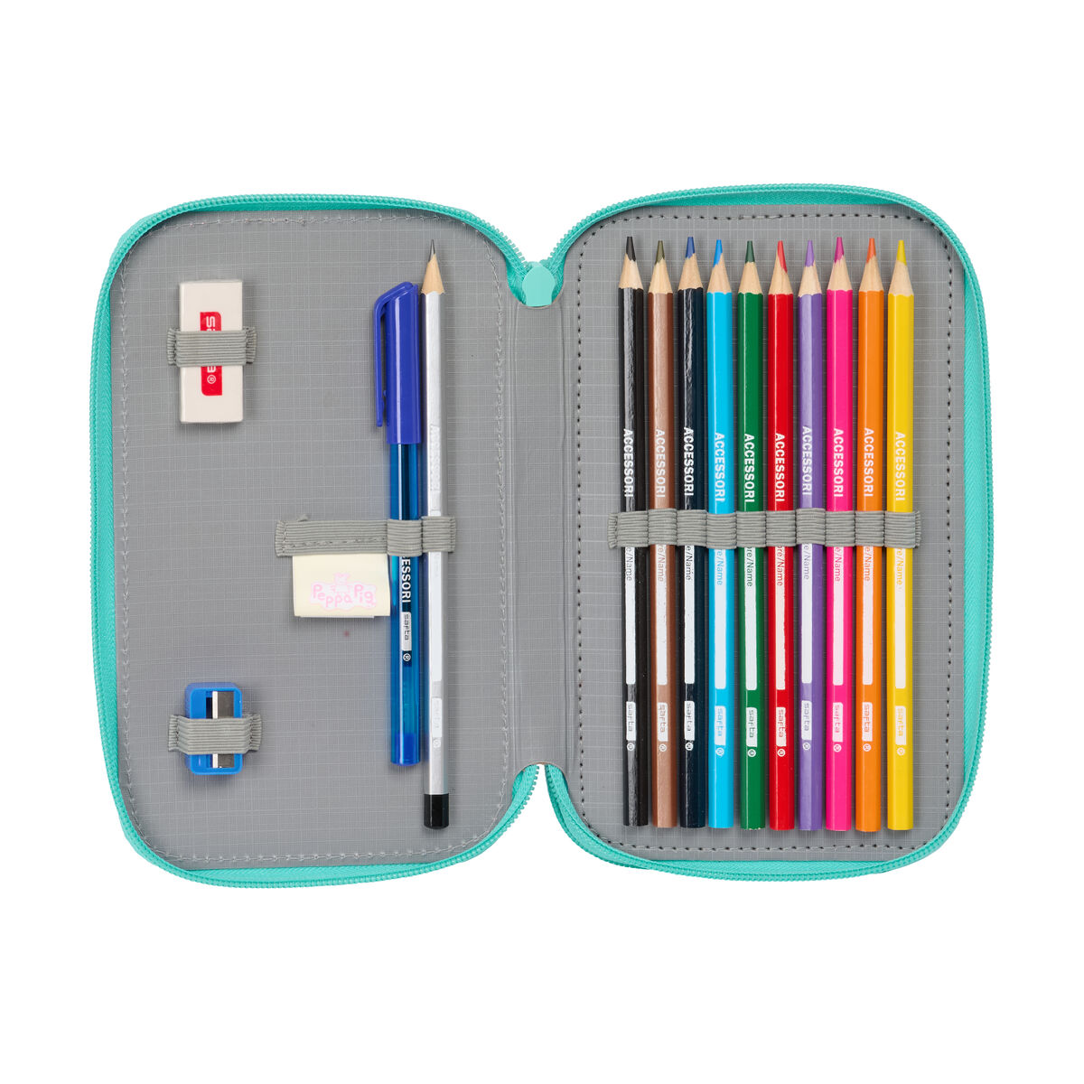 Penar cu Accesorii Peppa Pig Pretty flowers Galben Mentă 12.5 x 19.5 x 4 cm 29 Piese