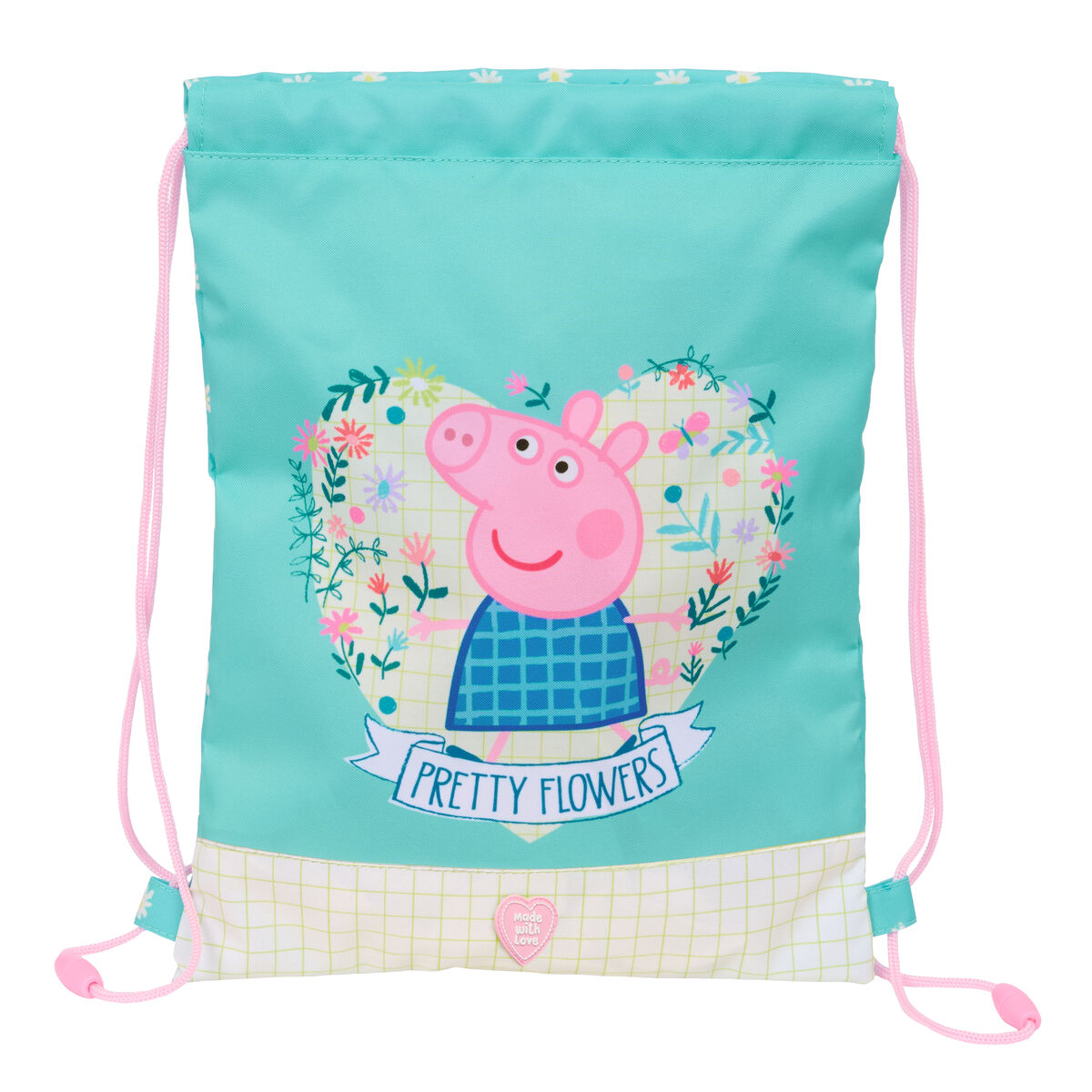 Geantă Rucsac cu Bretele Peppa Pig Pretty flowers Galben Mentă 26 x 34 x 1 cm