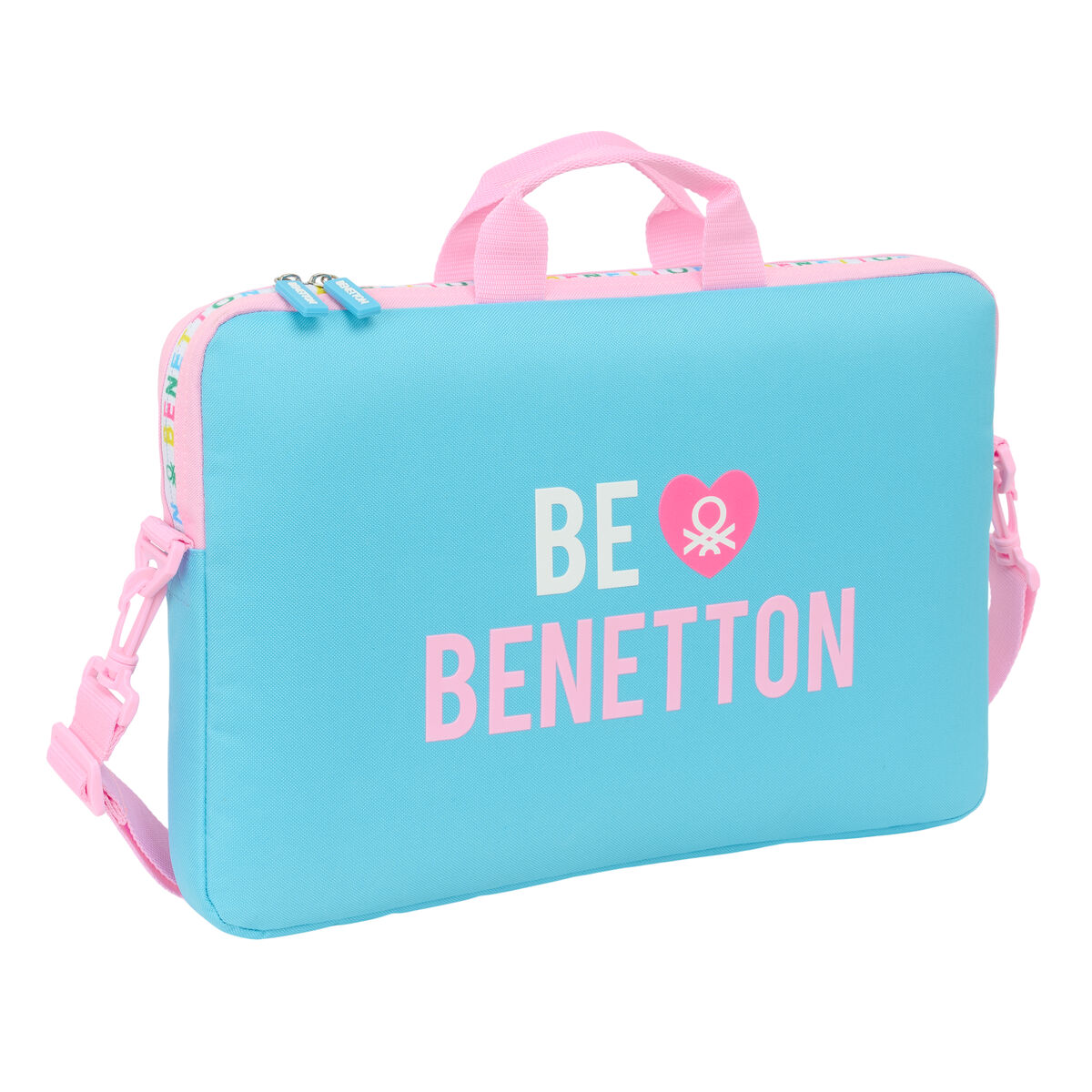 Servietă pentru Laptop Benetton Unique Roz Turquoise 40 x 27 x 4 cm