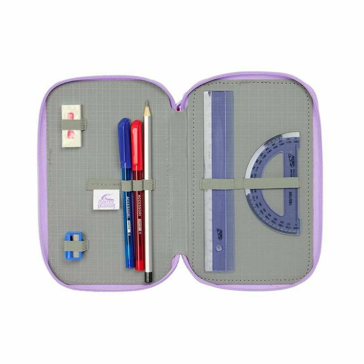 Penar Triplu Unicorn Academy Liliachiu 12,5 x 19,5 x 5,5 cm 37 Piese